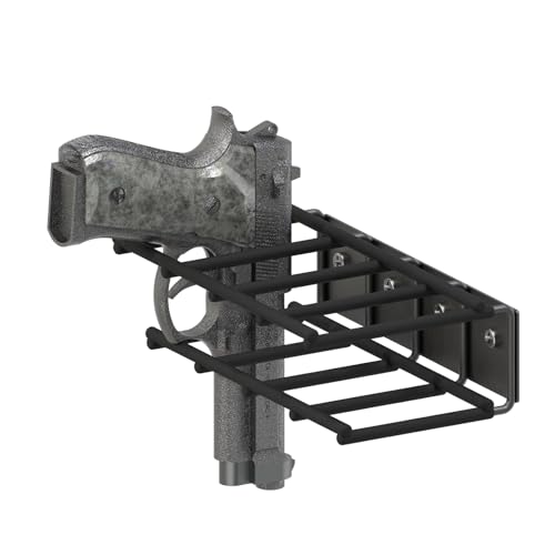 UNITEDPOWER Wall Mount Pistol Rack, 4 Handgun Holder for Gun Cabinet Storage, Revolvers Safe Organizer, Metal Gun Stand Fit Most Pistols With Laser Sights