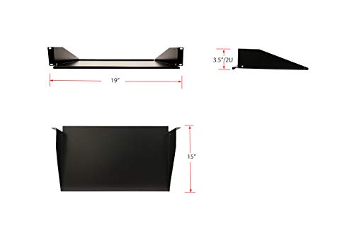 Aeons 2U 19-inch Universal Server Shelf Rack Mount Cantilever Center Mount Shelf 15" Deep, Fixed Server Rack Cabinet Shelf Black - style: 2U-15" Solid