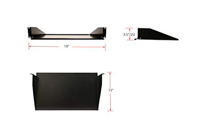 Aeons 2U 19-inch Universal Server Shelf Rack Mount Cantilever Center Mount Shelf 15" Deep, Fixed Server Rack Cabinet Shelf Black - style: 2U-15" Solid