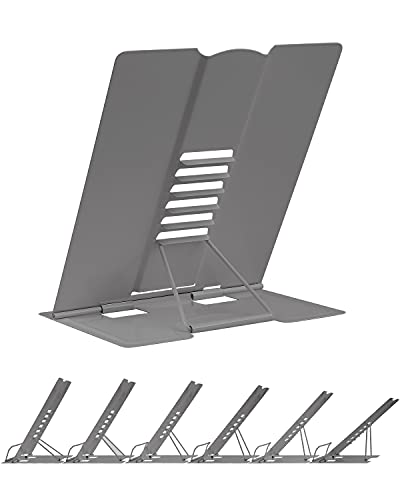 Large Book Stand for Desk Reading Hands Free, MSDADA Book Holder Adjustable Document Cookbooks Holder for Textbooks Tablet Music Books Recipe (Grey) - color: Grey