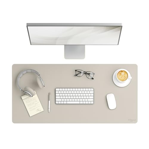 Smead Desk Pad, Vegan Leather Desk Mat with Non-Slip Faux Suede Backing, Perfect Desk Organizer for Office Decor, 36” x 17” Large, Sandstone (64826) - color: Beige, size: 17" x 36"