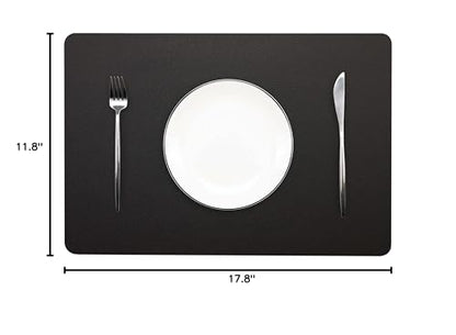 Wipeable Placemats Leather Table Mats Waterproof Heat-Resistant Easy to Clean for Dining Table Set Kitchen Table (6, Black) - color: Black, size: set of 6