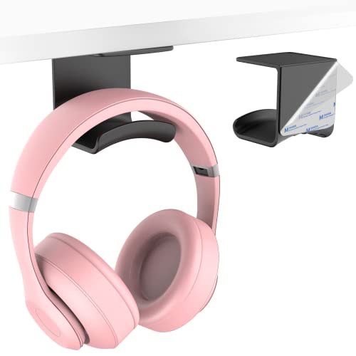 HomeMount Under Desk Headphone Hook - Adhesive Gaming Headphone Stand Hanger, Table Mount for Most Headphones (Black) - color: Black