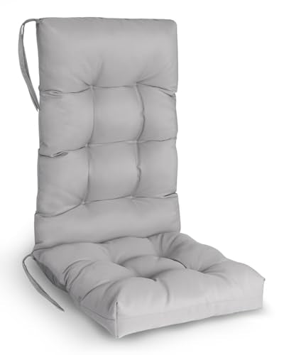GREENVINES Rocking Chair Cushion | Polyester | Waterproof | Outdoor High Back Rocker Chairs Cushion | Seat with Ties | Non-Slip | Thickened Pad for Patio | 46.5" x 18.5" x 4.3" | Grey - color: Gray, size: 1PC