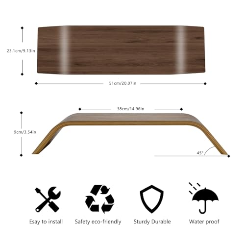 SAMDI Wooden Computer Monitor Stand Save Space Desktop Riser for Computers LCD Monitors Laptop PC iMac Notebook Apple MacBook(Black Walnut)