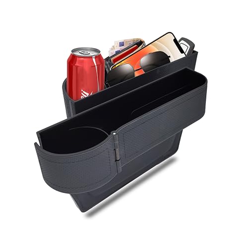 BAILISI Car seat gap filler organizer,multifunctional car seat organizer,Adjustable Cup Holder car console side storage box Holders phone, sunglasses,car accessories(Black) - color: Black