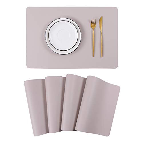 Wipeable Placemats Leather Table Mats Waterproof Heat-Resistant Easy to Clean for Dining Table Set Kitchen Table (4, Taupe) - color: Taupe, size: set of 4