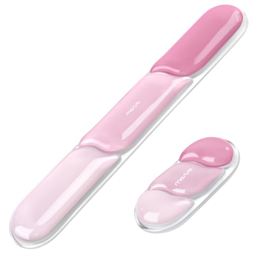 MOSISO Gel Keyboard Wrist Rest&Wrist Support for Mouse, Streamlined Ergonomic Soft Cooling Gel Mousepad Pain Relief Easy Typing Pad Non-Slip Computer Laptop Home/Office, Cherry Pink - color: Cherry Pink