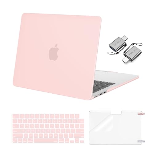 MOSISO Compatible with MacBook Air 13 inch Case M5 2026 M4 2025 M3 M2 2024-2022 A3449 A3240 A3113 A2681, Hard Shell&Keyboard Cover&Screen Film&Type C for MacBook Air 13.6 inch Case, Chalk Pink - color: Chalk Pink