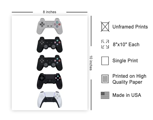 Poster Master Controller Evolution Print - Video Game Poster - Geeky & Gamer Art - Minimal Gaming Consoles Wall Design - Great Game Room or Boy's Bedroom Decor - 8x10 UNFRAMED Wall Art - color: Style-07, size: 8"L x 10"W