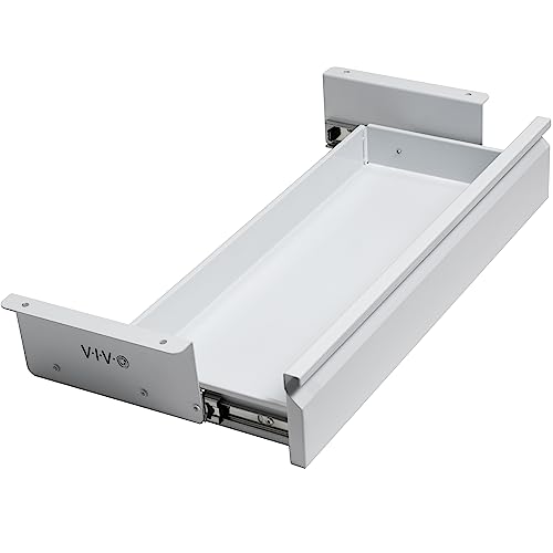 VIVO White 22 x 9 inch Under Desk Slide Out Drawer, DESK-AC03A-22W | No Shell, Sturdy Steel Design, Under Desk Storage, Workstation Organizer for Home Office, Holds 11 lbs - color: White, size: 22 Inch
