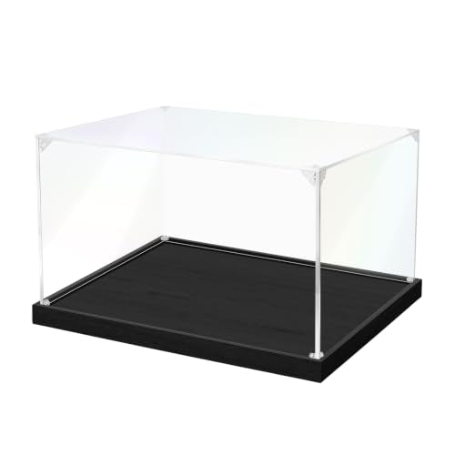 JUJOMAT Acrylic Display Case for Collectibles Clear Acrylic Display Box for Lego Action Figures Doll Hobby, Fits 1:24 Scale Car Models, Assembly Required, Black Base (10 x 6 x 5 inches) - color: Black, size: 10 x 6 x 5 inches