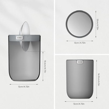 EKO Mini Desk Trash Can with Swing-Top Lid 0.4 Gallon Small Table Round Wastebasket for Office, Home, Car (Grey) - color: Grey, size: 1.5 Liters