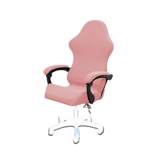 Gaming Chair Cover Set with Armrest Covers, Stretch Ruffled Slipcover for Racing Office Computer Reclining Chairs (Pink) - color: Pink