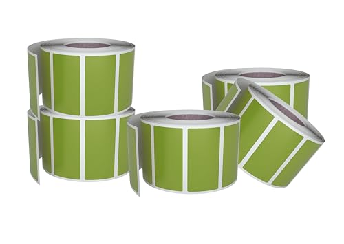 Small Color-Coding Label Roll 40mm x 19mm, 5 Rolls- 2500-Pack, Rectangular Labels Paper Sheets Bulk 1.57in x 0.75 in (Olive Green) by Royal Green - color: Olive Green, size: 2500
