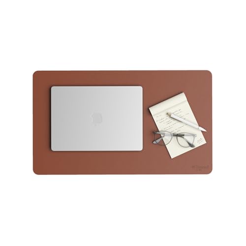 Smead Desk Pad, Vegan Leather Desk Mat with Non-Slip Faux Suede Backing, Perfect Desk Organizer for Office Decor, 23.6” x 13.7” Small, Saddle (64837) - color: Brown, size: 13.7" x 23.6"