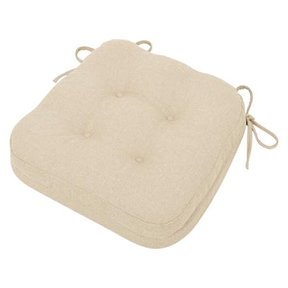 baibu Anti-Slip Dining Chair Cushions, Memory Foam Kitchen Chair Cushions, Dual-Layer Patented Design Seat Pads with Ties, 16.5 x 16.5 x 3.5in, Beige, 1PC - color: Beige, size: 1 Count (Pack of 1)