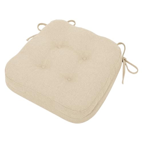 baibu Anti-Slip Dining Chair Cushions, Memory Foam Kitchen Chair Cushions, Dual-Layer Patented Design Seat Pads with Ties, 16.5 x 16.5 x 3.5in, Beige, 1PC - color: Beige, size: 1 Count (Pack of 1)
