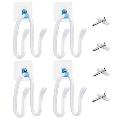 Linkidea Controller Wall Mount Holder Compatible with PS4, PS5, Xbox, Switch, Multifunctional Adjustable Headphone Hook, VR Headset Hanger (White, 4 Pack)