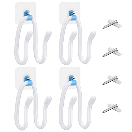 Linkidea Controller Wall Mount Holder Compatible with PS4, PS5, Xbox, Switch, Multifunctional Adjustable Headphone Hook, VR Headset Hanger (White, 4 Pack)