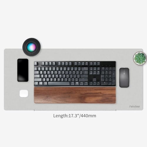 Faluber Wooden Wrist Rest, 17.3-inch Length and 20mm Thickness for Full-Sized Keyboard, Palm Rest, Ergonomic Design for Mechanical Gaming Keyboard, Wipe Clean (Fullsize-440mm, Walnut Wood) - color: Walnut Wood, size: Large