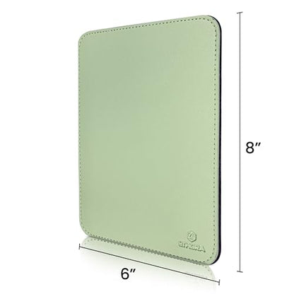 Faux Leather Mouse Pad 6 x 8 INCH – Elegant & Waterproof | Synthetic Leather, Non-Slip Rubber Base, Stitched Edges | Ideal for Laptop, Office, Travel (Light Green) - color: LIGHT GREEN