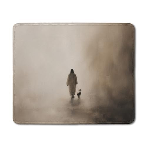 Christian Jesus with Lamb Mouse Pad, Christian Jesus Religious Gifts Mousepad for Office Desk Computers Laptop, Religious Faith Office Supplies Desk Accessories, 9.5x7.9 Inch - color: 17Child, size: 9.5x7.9