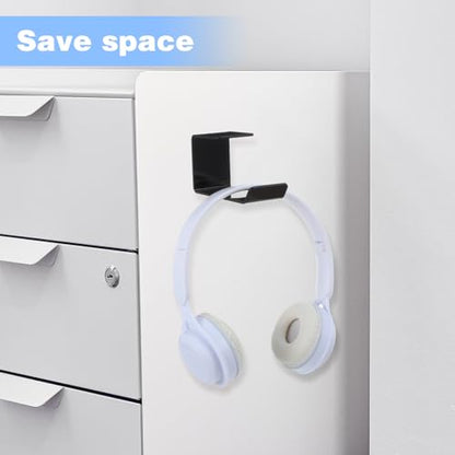 2 Pcs Headphones Hook Under-Desk Desk Headphone Hanger with Strong Adhesive Tape Gaming Headphones Stand Hanger Desk Mount for Most Headphone Women Men Gifts Black 3.54 × 1.77 × 2.36 Inches