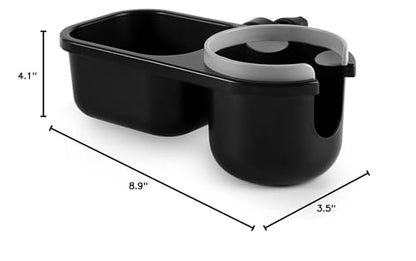 Accmor Stroller Cup Holder with Tray, Universal Cup Holder Tray for Uppababy Nuna Doona Strollers, Bottle Drinks Holder for Stroller, Wheelchair, Walker - style: Tray-2 in-1-Grey