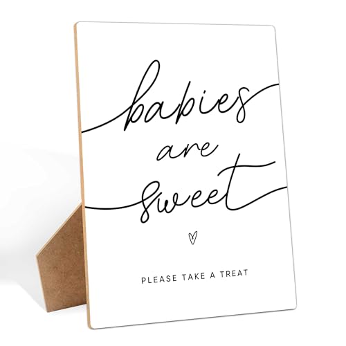 Babies Are Sweet - Dessert Table Sign for Baby Shower Party Supplies, 8×11 Inches Wooden Sign With Stand, Gender Neutral Tabletop Decor for Gender Reveal Party, Baby Shower Decorations - style: Babies Are Sweet