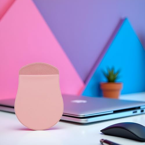 Pink Universal Stick-On Mouse Pouch Holder for Sleevefor Laptop Reusable Adhesive Storage Mouse Holder, Cover Office Worker Mouses Storage Bag for Laptop Pads