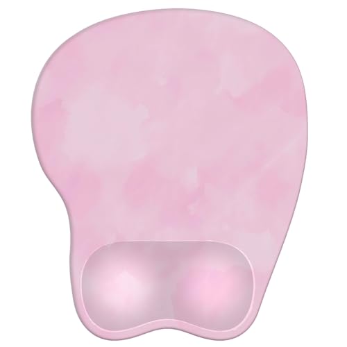 Mouse Pad with Wrist Rest Ergonomic Mouse Pad with Comfortable M-Shape Pain Relief Wrist Support Non-Slip PU Base Mousepad for Laptop, Office & Home (Blush Pink) - color: Blush Pink