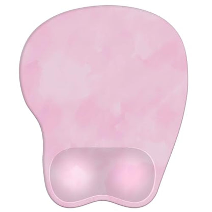 Mouse Pad with Wrist Rest Ergonomic Mouse Pad with Comfortable M-Shape Pain Relief Wrist Support Non-Slip PU Base Mousepad for Laptop, Office & Home (Blush Pink) - color: Blush Pink