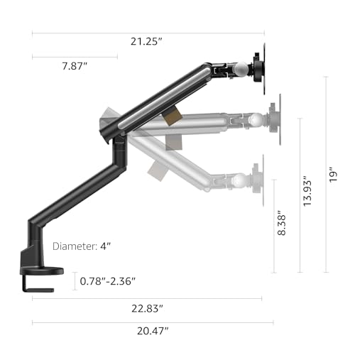 Monitor Arm Stand, 24 to 43 Inch Single Monitor Mount, C Clamp Only, Mechanical Spring Desk Mount, Holds 6.6-26.4 lbs, Fit 75x75/100x100 VESA,(Black) - color: black