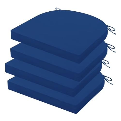 Outdoor Chair Cushions Set of 4, 17 x 16 Inch Patio Chair Cushions for Outdoor Furniture, Water Resistant, Non-Slip Ties(Royal Blue) - color: 1 - Royal Blue, size: 17x16x2|4 Pack