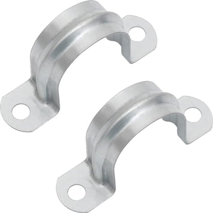 20 PCS 2 Inch Reinforced Rigid Pipe Strap, 2 Holes U Bracket Cable Clamp Hanger, Zinc Coated Tension Tube Clip, Conduits Strap Clamps for Pipe Fixing on Various Surfaces, 20 PCS(50 mm) - size: 2Inch(50mm) 20PCS
