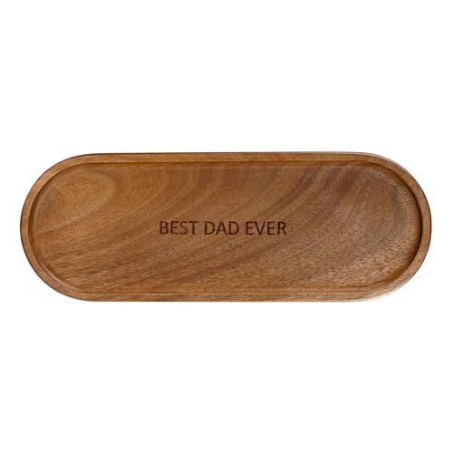 Best Dad Ever Wooden Tray, Rectangular Wood Serving Tray Decorative Tray for Coffee Table, Snacks, Drinks, Home Decor (11.4 x 4.1 x 0.6 in) - color: Rectangular Serving Tray – Best Dad Ever