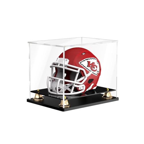 Mini Football Helmet Display Case Self-Assembly Dustproof Acrylic Display Case for Mini Football Helmet Baseball Motorcycle Helmet with Metal Bell Base (8.3x6.3x7.1 inch) - size: 8.3 x 6.3 x 7.1 inch