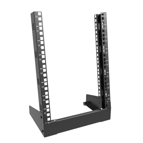 8U Small Desktop Network Rack, 10 inch Mini Open Frame Desktop Cabinet for 10 inch Network, Servers, Audio, Video and Studio Equipment Free Standing Home Office Rack (8U) - size: 8U