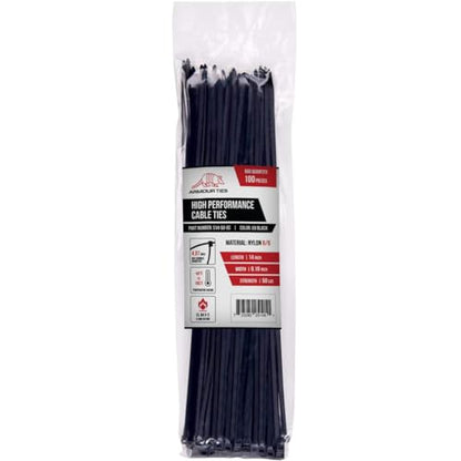 14-inch Black Zip Ties Heavy Duty UV Resistant Nylon Cable Ties, 50lb Tensile Strength, 100-Pack - Durable Wire Ties, Heavy Duty Tie Straps Indoor and Outdoor Cable Management Solution by ARMOUR TIES - size: 14 Inch