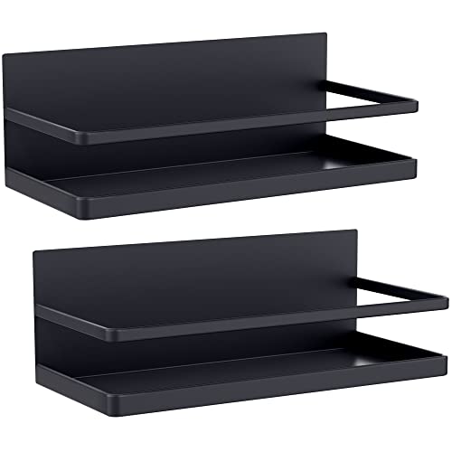 2 Pack Magnetic Spice Rack, Easy to Install on The Side of Refrigerator/Space Saving Kitchen Organization Shelf Organizer for Cabinet - color: Black, size: 2 PACK