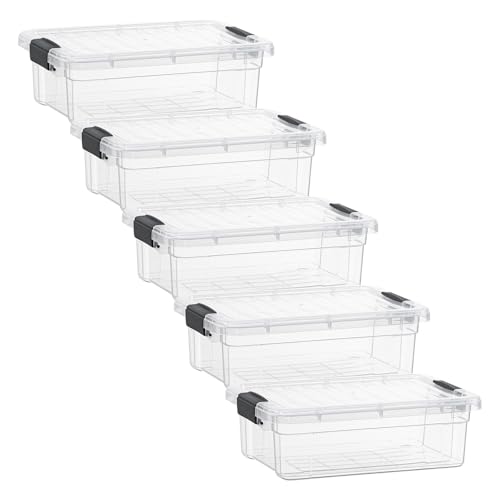 Superio Clear Storage Boxes with Lids, 2.3 Quart Plastic Container Bins for Organizing, Stackable Crates, BPA Free, Non Toxic, Odor Free, Organizers for Home, Office and Dorm, 5 Pack - size: 2.3 Qt, style: 5 Pack