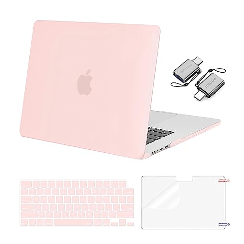 MOSISO Compatible with MacBook Air 15 inch Case M5 2026 M4 2025 M3 M2 2024 2023 A3448 A3241 A3114 A2941, Hard Shell&Keyboard Cover&Screen Film&Type C, Great for Study Travel Work, Chalk Pink - color: Chalk Pink