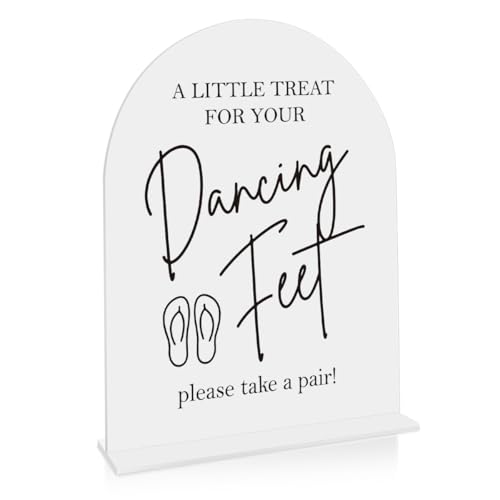 Dancing Feet Sign, Wedding Flip Flops Sign, Wedding Engagement Bridal Shower Reception Party Table Desk Acrylic Decor 8x10 Inch - color: dancing feet 8x10