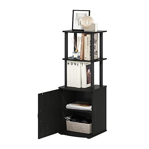Furinno Turn-N-Tube Tall TV Entertainment Side Table Display Rack with Storage Cabinet, 2-Tier, Blackwood/Black - color: Blackwood/Black, size: 2-Tier Cabinet