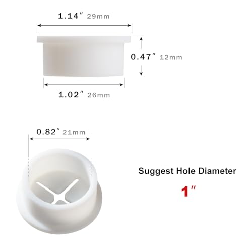 keenkee 6 PCS Flexible Silicone Cable Cord Grommet 1 Inch White Grommets in Desk, Table, and Other Furnitures for Hole Cover, Cable Management, Wire Organizer, Cable Pass Through - color: White