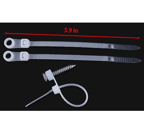 Fixed Hole Zip Tie, 100 Pcs 5.9 Inch White Zip Tie With Screw Holes and 100 Pcs Silver M4 x 12 Screws for Daily Fastening (white) - color: White