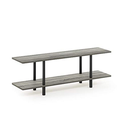 Furinno Turn-N-Tube 2-Tier Multipurpose Wide Shelf, French Oak Grey/Black - color: French Oak/Black, style: 2-Tiers