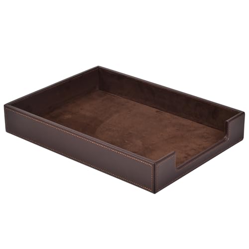 PU Leather Letter Tray - Load Documents Trays Front for Office Desktop Organizer - Desk Magazine, File, A4 Paper Holder - Paper Document File Holder Drak Brown (Drak Brown, A4-Tray) - color: Drak Brown
