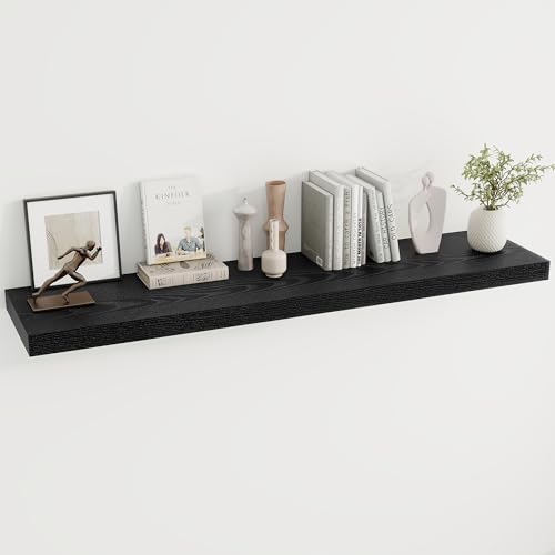 Dreamland 55 Inches Floating Shelves for Wall, 9.8" Deep Long Floating Shelves Set of 1, Large Display & Storage Shelf, Wall Shelf for Bathroom Bedroom Living Room Kitchen Office, Black - color: Black, size: 55"W x 10"D, Set of 1